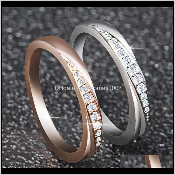 Jewelryfashion Rose Or Blanc Simple Couple Bague Pour Femmes Hommes De Mariage Fiançailles Fête Bijoux Aessories Exquis Cadeau Anneaux Drop Delivery