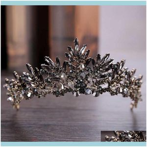 Juwelenkmvexo zwarte barokke kroon tiaras koningin vintage kristal strass bruids aessories bruid hoofdbanden bruiloft haar sieraden drop leveren