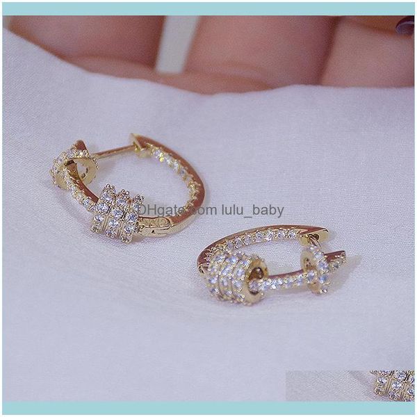 Jewelrykorean Fashion Jewelry 14K Plaqué Or Réel Cuivre Incrusté Cz Zircon Petit Hoop Boucles D'oreilles Élégantes Simples Rondes Femmes Boucles D'oreilles Hie Dro