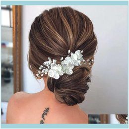 Jewelryle Liin nupcial cristal perla flor clip estilo floral barrette novia joyería dama de honor boda accesorios para el cabello entrega entrega 2021 ytb