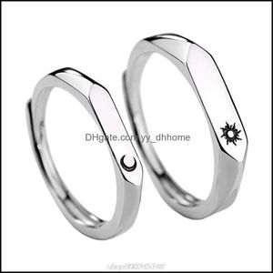 JewelryLicher 1 paar paar ringen, zon Maan liefhebbers ringen set belofte trouwbanden Valentijnsdag geschenken M06 21 Dropship drop levering 2021