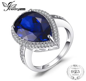 Joelrypalace charme 7ct Cut de goutte à eau Créé anneau saphir sapphire pour les femmes fête pure 925 Bijoux de luxe en argent massif sterling J1905255318347