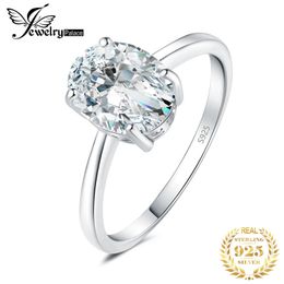 JewelryPalace D Couleur 1CT 2CT OVAL S925 STERLING Silver Solitaire Aneau de mariage pour femme jaune rose or plaqué 240417