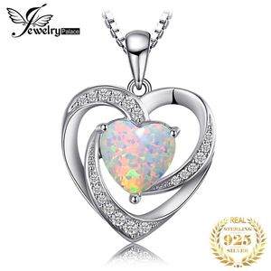JewelryPalace Heart Create Opal Pendant Collier 925 Sterling Silver Gemstones Choker Statement Collier Femmes sans chaîne LJ201009269Y