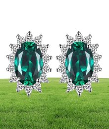 Sieradenkaat Kate Middleton Simuleerden Green Emerald 925 Sterling Silver Stud oorringen Princess Gemstone Crown Earring 2110095426738