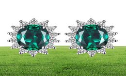 Sieradenkaat Kate Middleton Simuleerden Green Emerald 925 Sterling Silver Stud oorringen Princess Gemstone Crown Earring 2110094959503