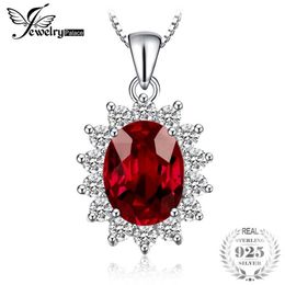 JewelryPalace Kate Princesa Diana 2 5ct Granate Natural Halo Colgante Puro Genuino Plata Esterlina 925 Joyería para Mujer Moda S182145