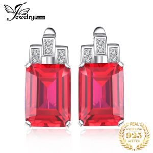 JewelryPalace Pendientes de aro de plata esterlina 925 de rubí rojo creado de lujo de 11,5 quilates para mujer joyería para fiesta de compromiso regalo de moda 240226