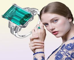 Sierrieme luxe 5 9CT gemaakt Emerald Cocktail Ring 100 Real 925 Sterling Silver Rings For Women Fine Jewelry Accessories C16797358