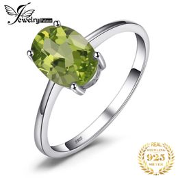 JewelryPalace ovale vert véritable péridot 925 Anneaux en argent sterling pour femmes Fashion Gemstone Jewelry Solitaire Engagement Band 240417