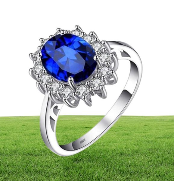 JewelryPalace Princess a créé une bague de fiançailles en sapphir bleu pour les femmes Kate Middleton Crown 925 Sterling Silver Ring 2202106097005