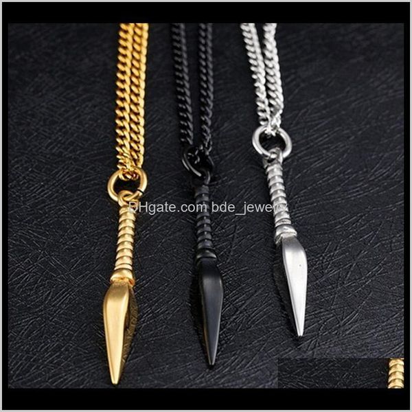 Jewelrypunk Collier en acier inoxydable en forme de lance Pendentif Colliers Pendentifs pour hommes Parti Bijoux Cadeaux Dff0560 Drop Delivery 2021 Ru