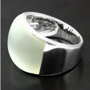 Jewelryr Jade Ring 7 20mm 925 ARGENT STERLING NATUREL CLEAR WHITE OPAL RING TAILLE 7 8 9 10 312M