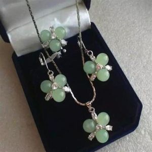 Jewelryr Jade Set Fine Jewellery steen Ketting Hanger Ring Oorbel Natuurlijke sieraden 293P