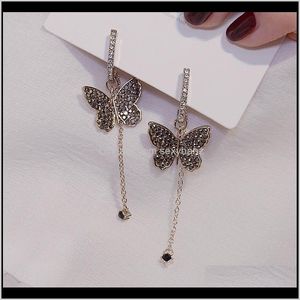 Jewelryreal or élégant noir cristal papillon boucles d'oreilles pour les femmes cubique Zircon bijoux délicats longue livraison de baisse 2021 1Pxcq