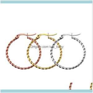 Jewelryrose Or Couleur Twist Cercle Hoop Boucles D'oreilles Piercings Pour Femmes En Acier Inoxydable Exagéré Rond Bijoux De Mode Hie Drop Delivery