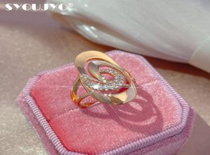 Bijoux Syoujyo Luxury Openwork Spiral Pattern Ring for Women 585 Rose Gold Natural Zircon Micro Wax Inclay Party Wedding Fashion 4084973