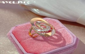 Bijoux Syoujyo Luxury Openwork Spiral Pattern Ring for Women 585 Rose Gold Natural Zircon Micro Wax Inclay Party Wedding Fashion 2368370