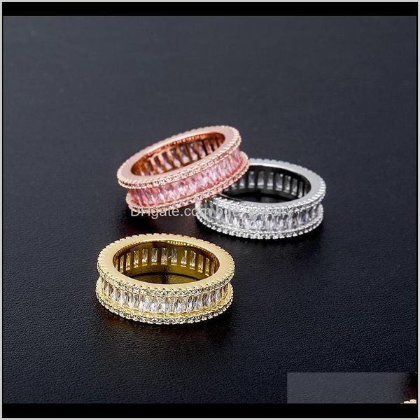 Jewelryshiny banda de cobre venta al por mayor de moda de circón cúbico para siempre amor bandas de boda anillos de eternidad entrega de gota 2021 Gp9M1