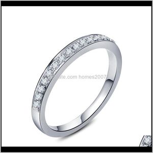 JewelrySolid Platinum PT950 Wedding Band Ring Half Ronde Diamond Voor Vrouwen Bridal D Kleur VVS1 Mooie vinger Sieraden Cluster Ringen Drop Deliv