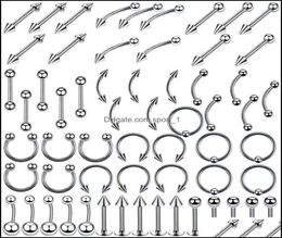 Juego de joyería ANILLO DE ACERO ANIGLO ANILLAS CUERPO PERMINO COLO RELACIÓN Nariza Joyería de uñas Aessorios 120 Mezclas Entrega de caída completa 5391117