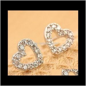 JewelryStud Oorbellen Mode Mooie Vrouwen Love Heart Crystal Stud Earring Sieraden Charmante Lover Ring Diamante Ooring Eardrop Ear Drop Deliv