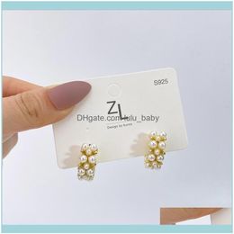 Jewelryvintage-Pendientes de aro coreanos japoneses para mujer, aretes hechos a mano con perlas de imitación dulces, joyería circular, regalos, Hie Drop Deli2555