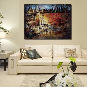 Joods Canvas Kunstwerk Western Wall Met de hand gemaakt Abstract Art Oil Painting Modern Home Decor