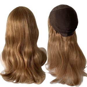 Joodse pruiken Kanten Top 22 inch 100% Mongools Maagdelijk Menselijk haar Kosjer Pruik Zijdeachtig Recht Honingblond Kleur 27 # Joodse pruiken voor blanke vrouw