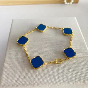 Diseñador de joyas para mujer Pulsera Pulsera de nácar con concha de ónix de oro de 18 quilates para mujeres y niñas Pulsera de trébol de cuatro hojas para bodas