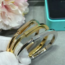 Jewlery pulsera de oro dama 18K chapado en oro diamantes diseñador brazalete cerradura plata oro rosa para mujer hombres titanio acero a2U4 #