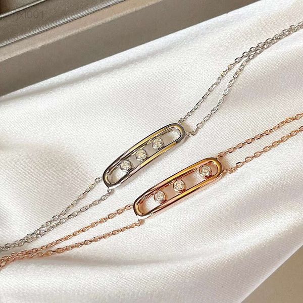 jewlery messikas pulsera de diseñador de joyas para mujer Pulsera de lujo ligera con tres diamantes deslizantes para correr Popular en Internet Pequeña y simple