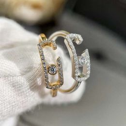 jewlery messis designer ring bague de fiançailles pour femmes bijoux messikas Single Diamond Ring Light Luxury High Edition Géométrique Single Diamond Sliding Ring