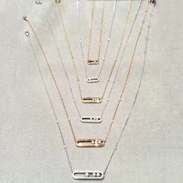 joyería messis collares diseñador messikas para mujer collar de joyería Sika Moda Geometría Simple Móvil Tres Diamantes Collar Mujer Oro Rosa Doble Capa Col