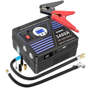 JF.EGWO 24000mAh de saut de voiture Starter avec compresseur d'air 150psi Tire Inflateur 3400A AUTO MOTEUR DU MOTEUR DU MOTEUR BANDE BANDE POWER