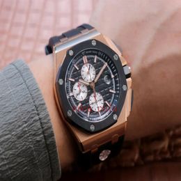 JF Maker Mens Watch Super Version 44mm 26401 26401RO OO A002CA 01 Chronograph Workin 18K Rose Gold Cal 3126 Mouvement mécanique Automat 244O