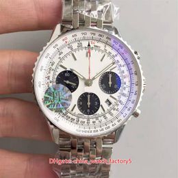 JF Maker Top Quality Watches 3 Color 43mm Navitimer AB012012 BB01 Chronographe en acier inoxydable Swiss ETA 7750 Mouvement automatique ME322K