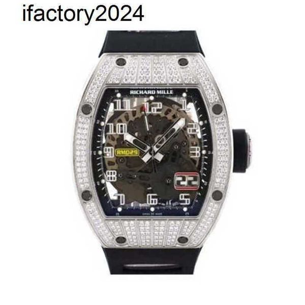 Jf RichdsMers Watch Factory Superclone Miler de luxe avec boîte en acier inoxydable Montres-bracelets fabriquées en Suisse Montres de sport pour hommes Or blanc Diamants Rm02