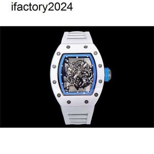 Jf RichdsMers Watch Factory Superclone raison vérifier vertu riz Poignet avec cercle bleu Rm055 céramique blanche version V2 mouvement accessoire4423344
