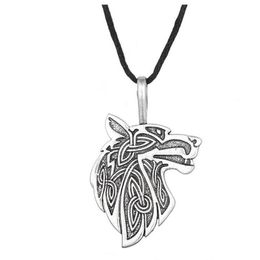 JF066 Viking Fashion Style Pagan Pendant Norse Hawk Amulet Fox Charm Wolf Head Collier pour Men178J