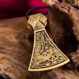JF084 Viking Bijl Ketting Noorse Gegraveerd Speciaal Symbool Patroon viking Amulet Hanger Vintage Kettingen Vrouwen Jewelry296e