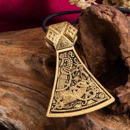 JF084 collier hache Viking nordique gravé symbole spécial motif viking amulette pendentif Vintage colliers femmes bijoux 217G