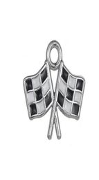 JF118 Nieuwe aankomst zinklegering geëmailleerde zwart -witte vlag Charms hanger voor doe -het -zelf maken sieraden68970471951771