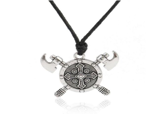 JF127 NOUVEAL DESIGNE VIKING RELIGIEUX PENDANTS PENDANTS Collier Bijoux Double Axes Bouclier Amulet Charmes Collier Bijoux entier9523341