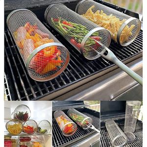 JFBL 2PCS roestvrijstalen barbecue mand kookgrill rooster buiten BBQ Campfire grid Family Travel Camping Picnic Cookare 240402