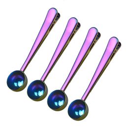 JFBL Coffee Scoop Clip4 PCS Table en acier inoxydable Spoon2 en 1 longue manche multifonction de scellant Clip pour Teacoffee et 240410