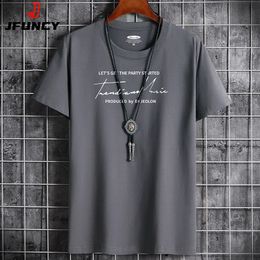 JFuncy Summer Mens Top Plus taille S-6XL LOBE O NECK CHEPT SHERNVE MENS T-SHIRT Coton Lettre imprimé Homme T-shirt décontracté 240507