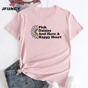 JFUNCY Womens Zomer T-shirt Korte Mouw T-shirts Mode Grafische Tops Vrouwelijke Katoenen Kleding Vrouw Tee 240329