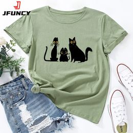 Jfuncy Womens T-shirts Black Cat Graphic T-shirt surdimensionné surdimension