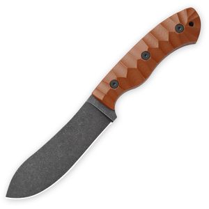 JG5 Survival Rechte Mes 1095 Koolstofstaal Black Stone Wash Blade Volledige Tang Micarta Handvat Vaste Mes Messen met lederen Schede